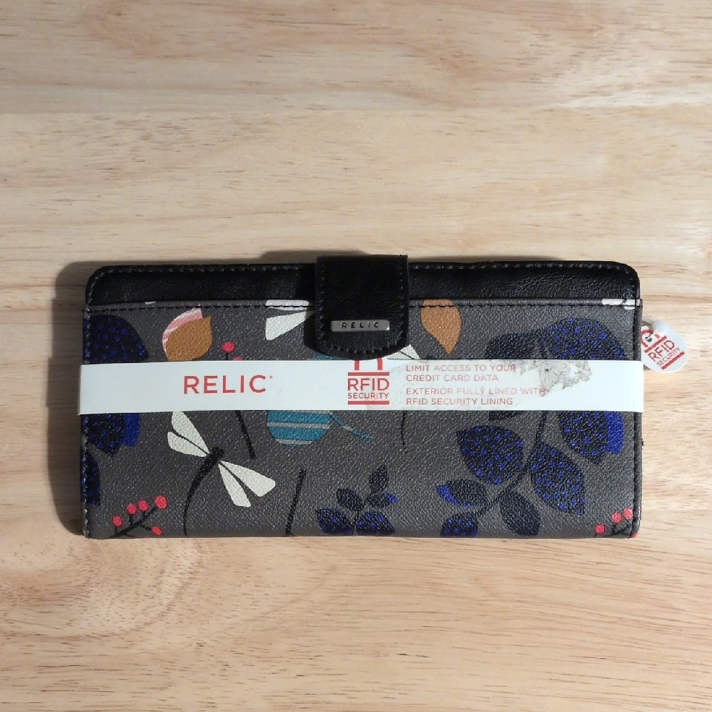 Relic Gray Floral & Blue Dragonfly RFID Wallet
